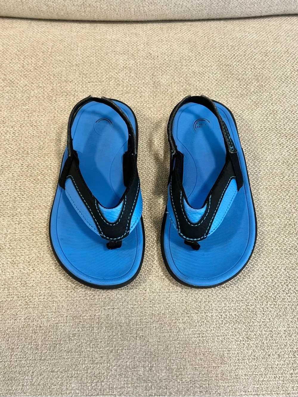 Wonder Nation Size 9/10 Toddler Blue Black Flip Flops EUC